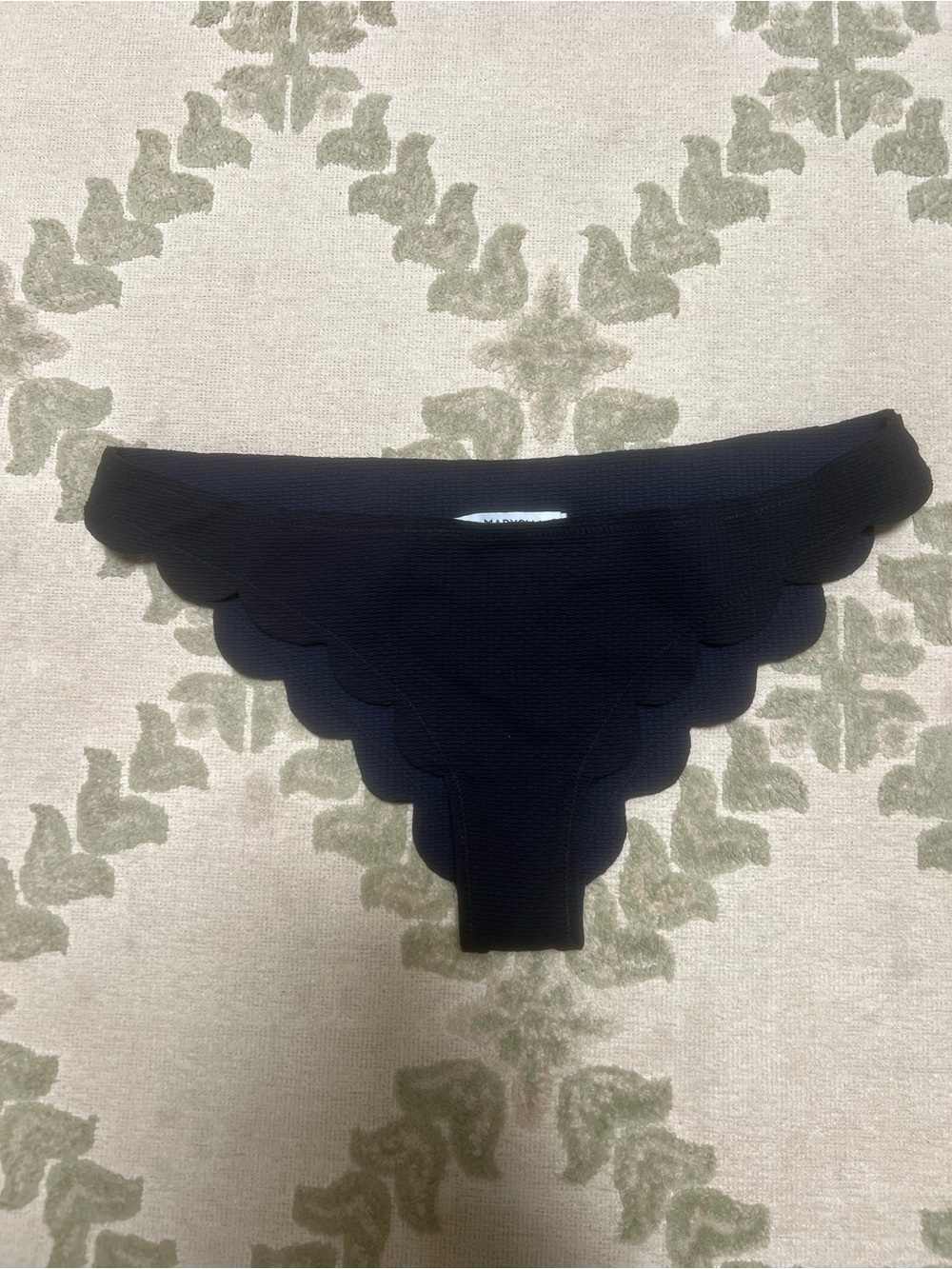 Marysia Swim Textured Navy Scalloped Swim Bottom